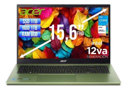 Portatil Acer Intel Core I5 1235u Ssd 1tb + Hdd1tb Ram 8gb