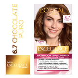 Tintura L'oréal Excellence Creme Tono 6.7 Chocolate Puro