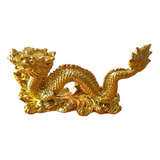 Figura De Dragón Dorado Intenso Feng Shui De Resina 