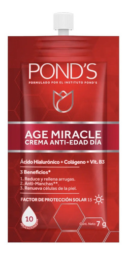 Crema Facial Ponds Age Miracle Anti-edad 6 Sobres X 7gr C/u