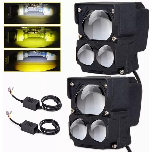 Par Faros De Lupa Doble Color Luz Para Auto Moto 32000 Lm