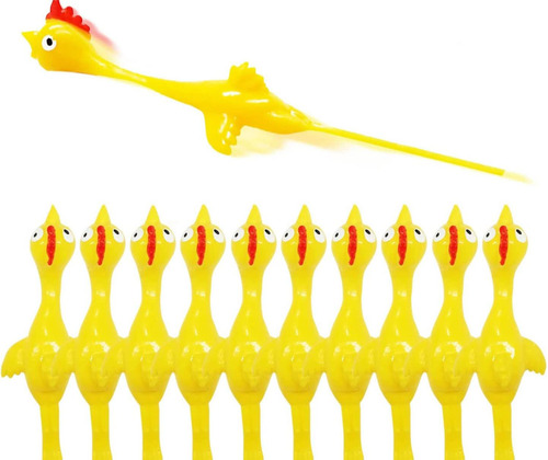 10 Pollo Pegajoso Lanzador Fidget Juguete Piñata Souvenir 
