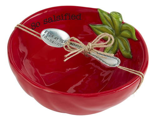 Mud Pie Fiesta Dip Bowl Set, Tomate, 5  X 6  | Cuchara 3 1/2