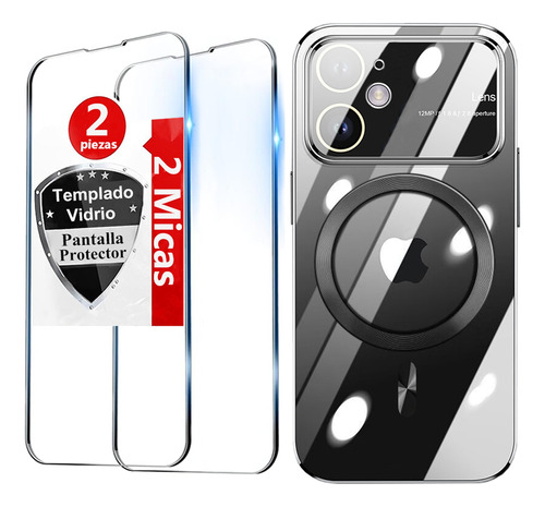 Funda Para iPhone 13 12 11 Case Transparente Magsafe + 2mica