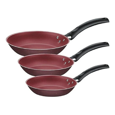 Juego 3 Sartenes Tramontina Turim Granito Rojo