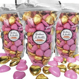 130 Bombones De Chocolate Corazón Rosa Mix Souvenir Candy