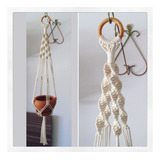 2un Kit Macrame Hanger Suporte Vaso 90cm Cordão Algodão Cru