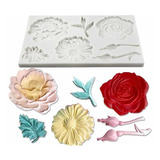 Molde De Silicón Fondant Pasta Flores Grandes Rosas Girasol