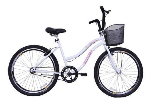 Bicicleta Aro 26 Feminina Beach Confort Sem Marcha Branca