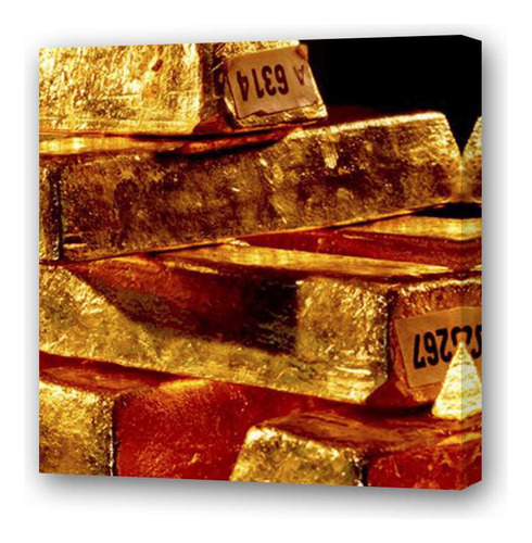 Cuadro 45x45cm Oro Lingotes Valores Gold Economia Money M1