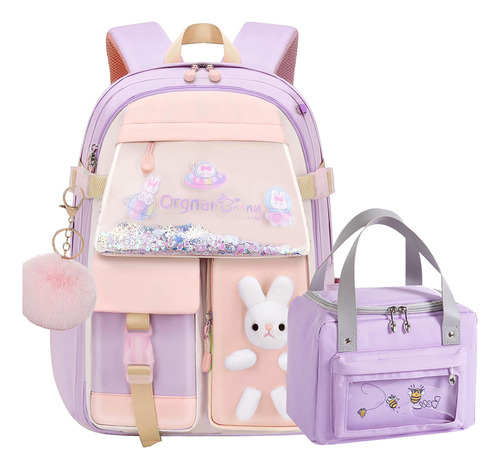 Mochila Kawaii Con Forma De Conejito For Niñas, Con Loncher