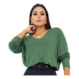 Blusa Blusinha Feminina Social Manga Longa Soltinha Plus