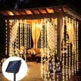 Cortina De Luz Led 3x3 Mts Recargable Solar Y Usb Exterior