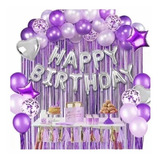 49pc Kit De Decoración Globos Metálicos De Cumpleaños Morado