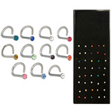 40 Piercing De Nariz Nostril Com Pedras De Strass Coloridas