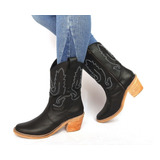 Sam123 Botas Texanas Talles Grandes Cuero Mujer C1 Negra