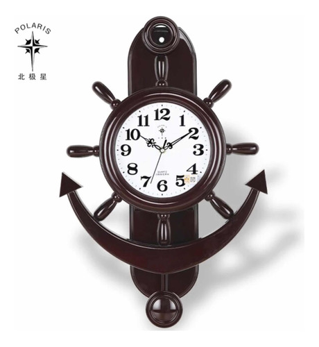 Reloj Decorativo Timón Ancla Playero Barco Ancora Silencioso