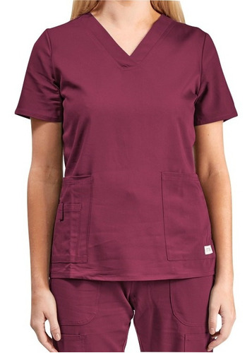 Top Polera Uniforme Clinico Mujer -burdeo- One Stitches