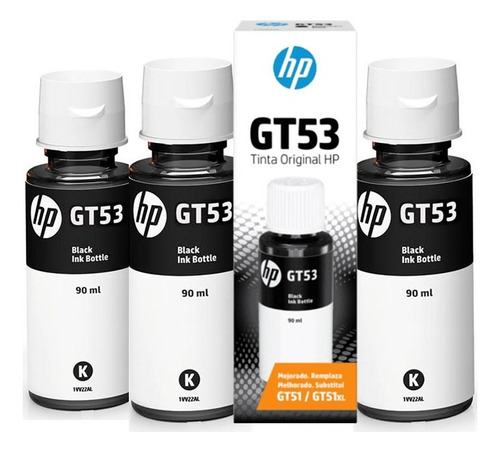 Kit 4 Garrafa De Tinta Preto Hp Gt53 Para Smart Tank 515....