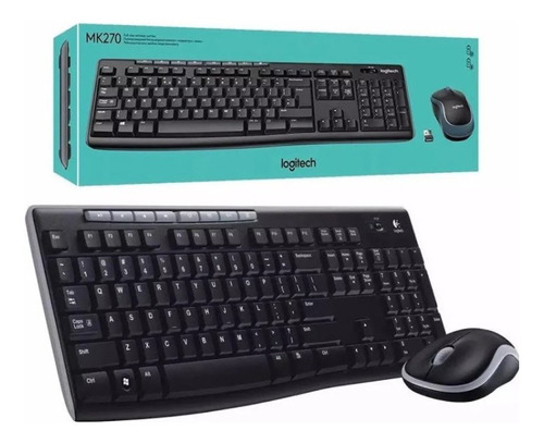 Ki Teclado E Mouse Sem Fio Logitech Mk270 Pt Br Cor Preto