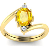 Anillo Chapado En Oro 50 Ratti Zafiro Amarillo Aa Calidad Pa