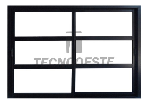 Ventana Aluminio Negro Vidrio Repartido Horizontal 150x110