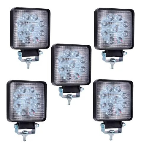 Kit 5 Faros 9 Leds Accesorio Universal Camioneta 4x4 Tractor