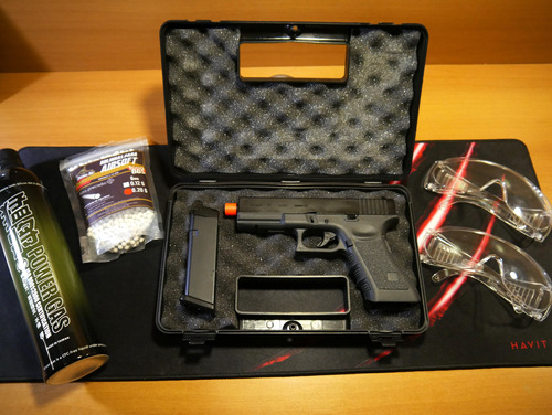 Pistola Airsoft Glock G17 Kosok + 1000 Bbs + 2 Óculos Epi