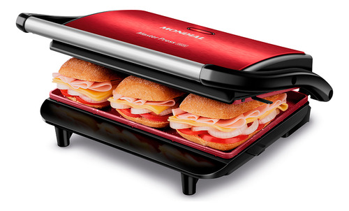 Grill Elétrico Master Press Mondial Red Ceramic Pg01-rc 127v