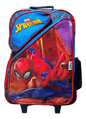 Mochila Escolar Con Carro Spiderman El Hombre Araña Infantil