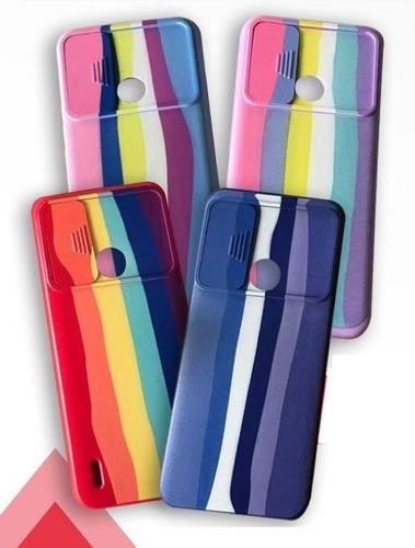 Funda Silicona Arcoiris Con Protector De Camara Para Samsung