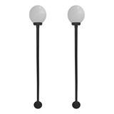 Poste 2,16m Preto Para Jardim Alumínio C/ Globo 30cm, 2 Pcs