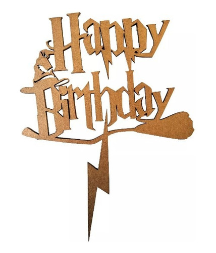 Letrero Pastel Topper Cake Happy Birthday Harry Potter Mdf