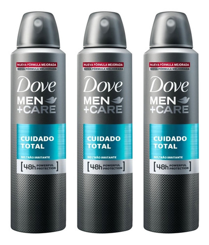 Kit 3 Desodorante Aerosol Dove Cuidado Total Masculino 150ml