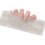 Uñas Semicuradas Uv Diseño Silver Glitter Set