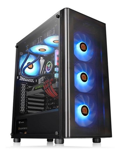 Gabinete Gamer Thermaltake Tt V200 Tg Templado 4 Coolers Rgb