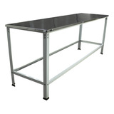 Mesa Central Bancada 190x55 Tampo Em Inox