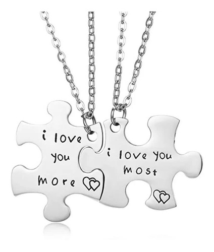 Collar Puzzle I Love You More I Love Most Titanio Parejas