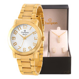  Relógio Champion Feminino Dourado Médio Cn26144w + Kit