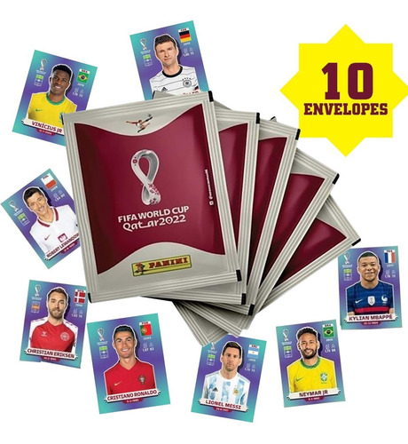 50 Figurinhas Copa Do Mundo Qatar 2022 10 Envelopes Panini