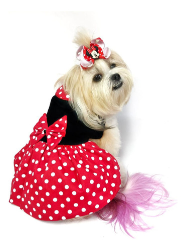 Roupa Pet Fantasia Carnaval Vestido Minie P/ Caes Gatos