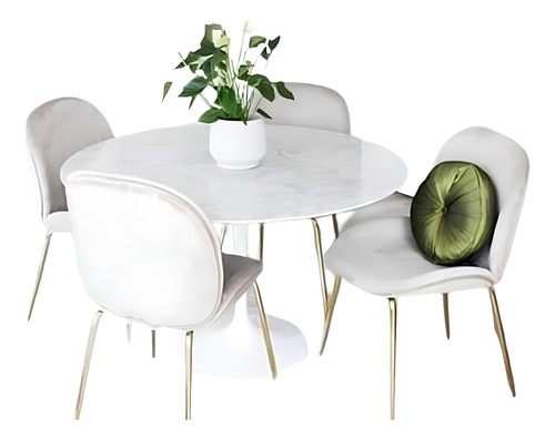 Mesa De Jantar Saarinen 100cm Em Mármore Branco Extra