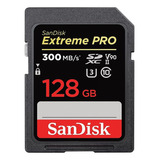 Memória Sandisk Extreme Pro Sd 300-260 Mb/s C10 U3 V90 128gb