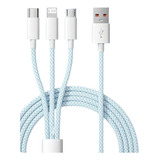 3en1 Cable De Carga Usb Rápida Nailon Para iPhone/tipo-c/usb