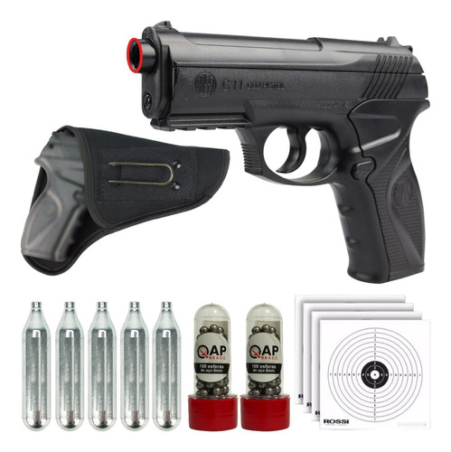 Pistola C11 6mm  + Coldre 5 Co2  2 Caixas De Esfera De Aço