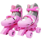 Patins Clássico Quad 4 Rodas Rosa Feminino Tam 37 38 39 40