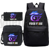 Mochila Free Fire Garena Para Crianças, 3 Peças, Conjunto De