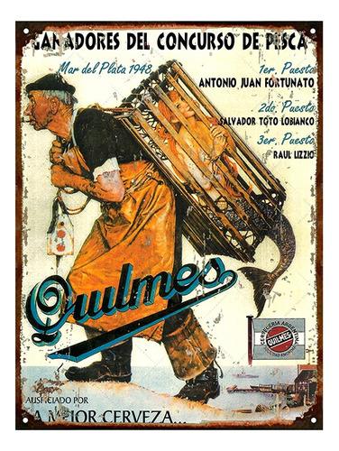 Cartel De Chapa Publicidades Cerveza Quilmes L533 20x28cm