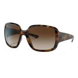 Anteojos De Sol Ray-ban Lifestyle Powderhorn Standard Con Marco De Nailon Color Polished Tortoise, Lente Brown Degradada, Varilla Polished Tortoise De Nailon - Rb4347