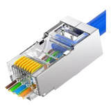 Conector Rj45 Cat5e Blindado Com Metal Caixa 100 Unidades